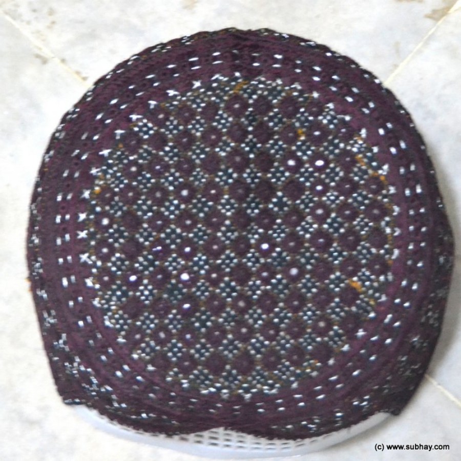 Dark Maroon Jamali Sindhi Cap / Topi (Hand Made) MK-171